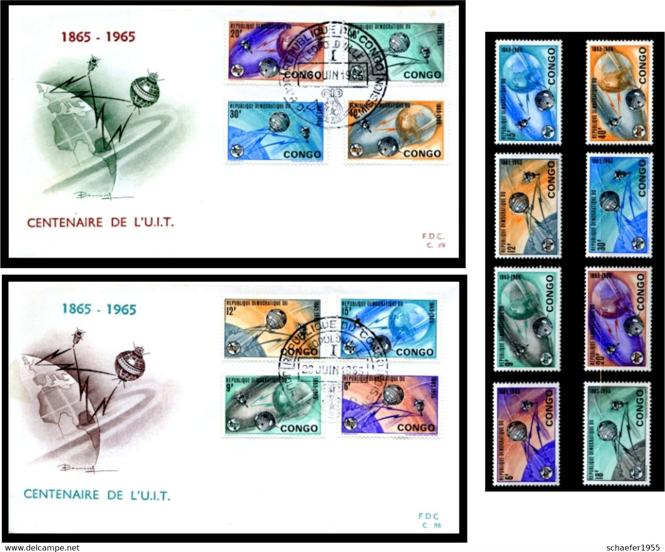 Kongo, Congo 1965 2x FDC + Stamps UIT - Afrique