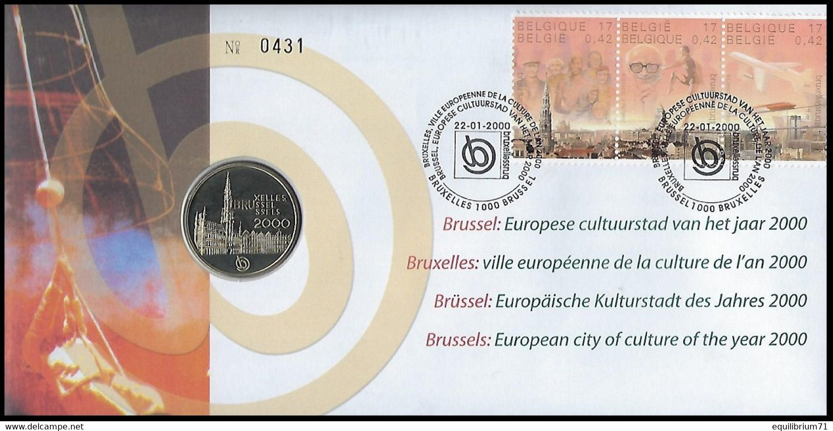 NUMISLETTER 2882/2884° - Bruxelles 2000 / Brussel 2000 / Brüssel 2000 / Brussels 2000 - BELGIQUE / BELGIË - F Schuiten - Numisletter