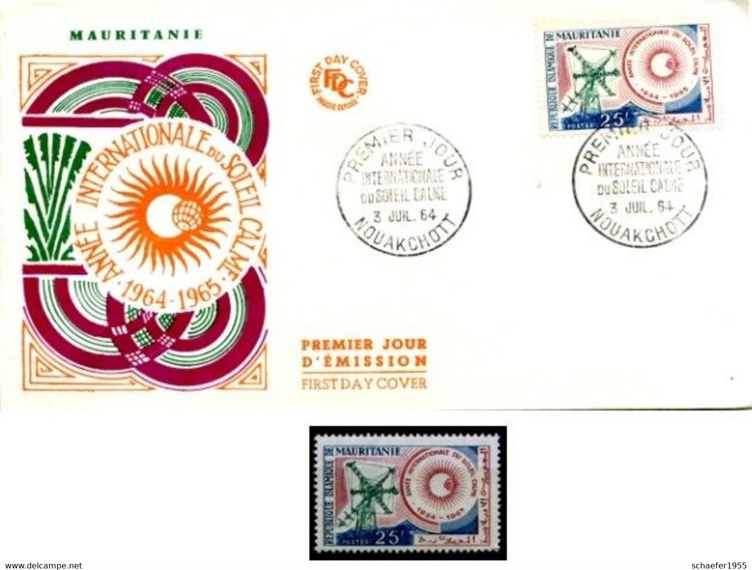 Mauritanie, Mauretanien 1964 FDC + Stamp Soleil Calme - Afrika