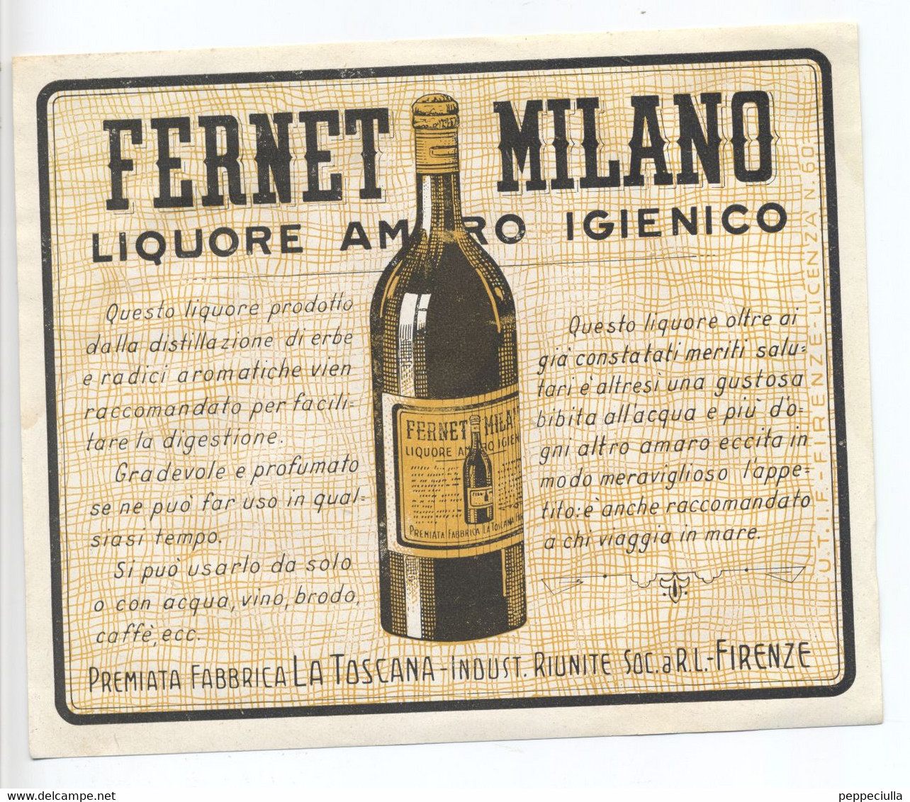 Etichetta Fernet - Alcools