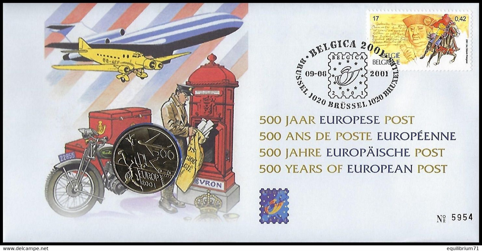 NUMISLETTER 2996° - 500 Ans De Poste Européenne / 500 Jaar Europese Post / 500 Jahre Europäische Post - BELGICA 2001 - Numisletters