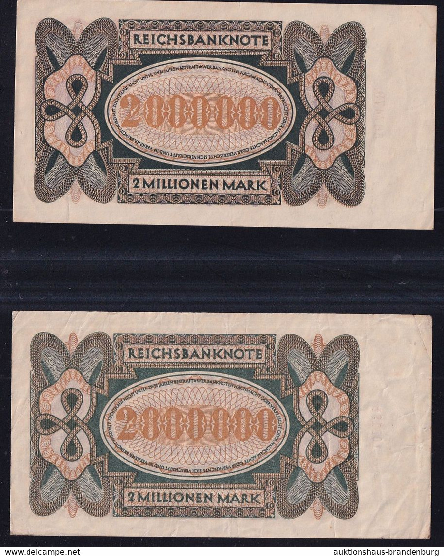 2x 2 Millionen Mark 23.7.1923 - KN 16 Mm + 18 Mm - Reichsbank (DEU-101a, B) - 2 Mio. Mark