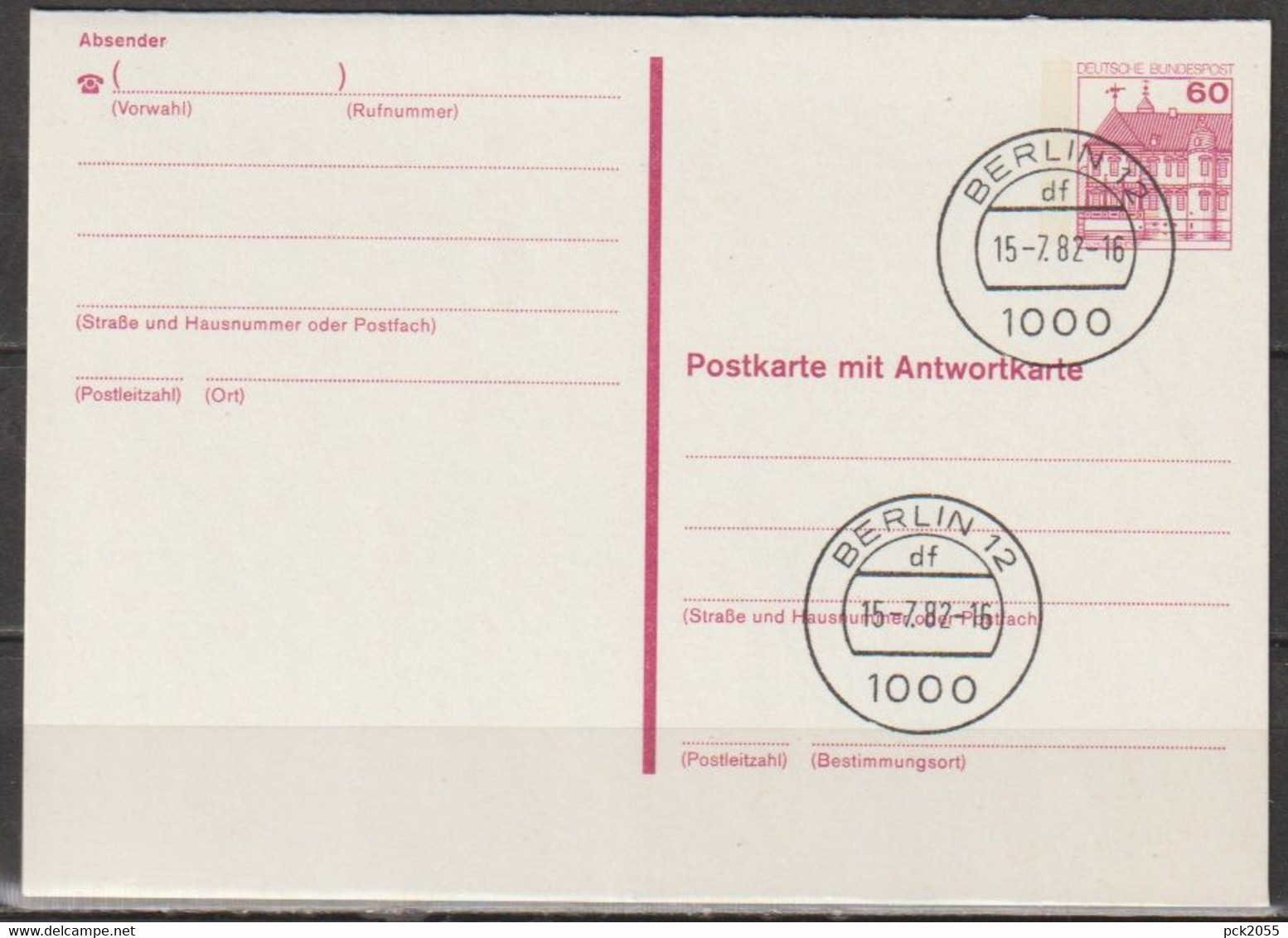 BRD Ganzsache 1982 Mi-Nr. P 137I Tagesstempel BERLIN 12  Df 15.7.82-16 (PK 344 )günstige Versandkosten - Postkarten - Gebraucht
