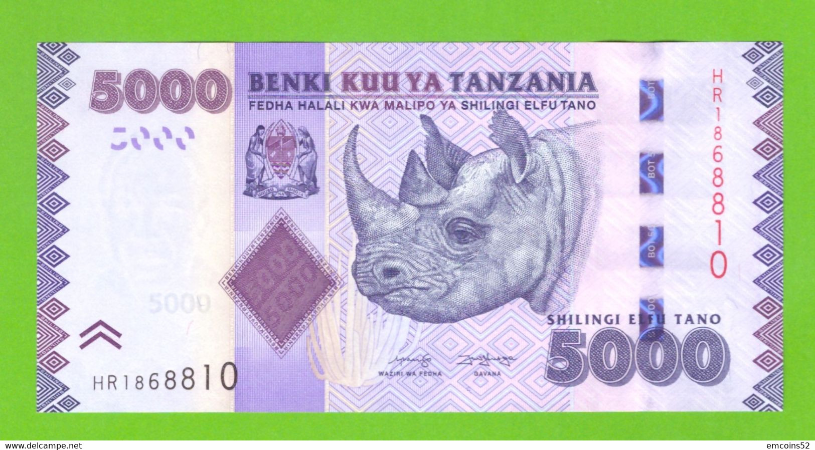 TANZANIA 5000 SHILLINGS 2020  P-43c  UNC - Tanzania