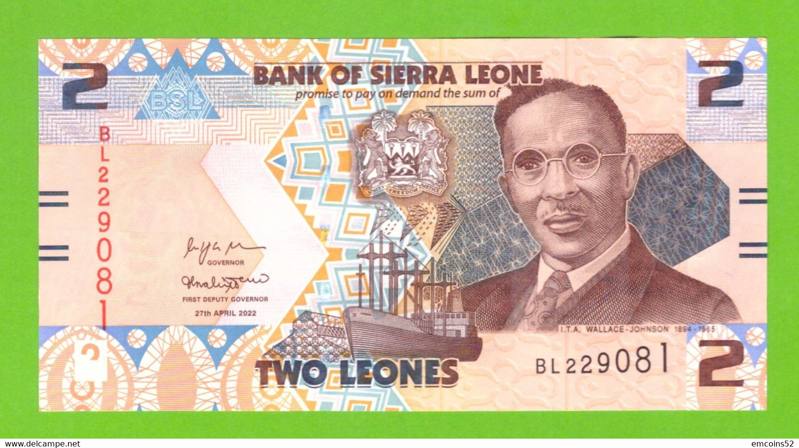 SIERRA LEONE 2 LEONE 2022  P-35  UNC  NEW!!!!! - Sierra Leone