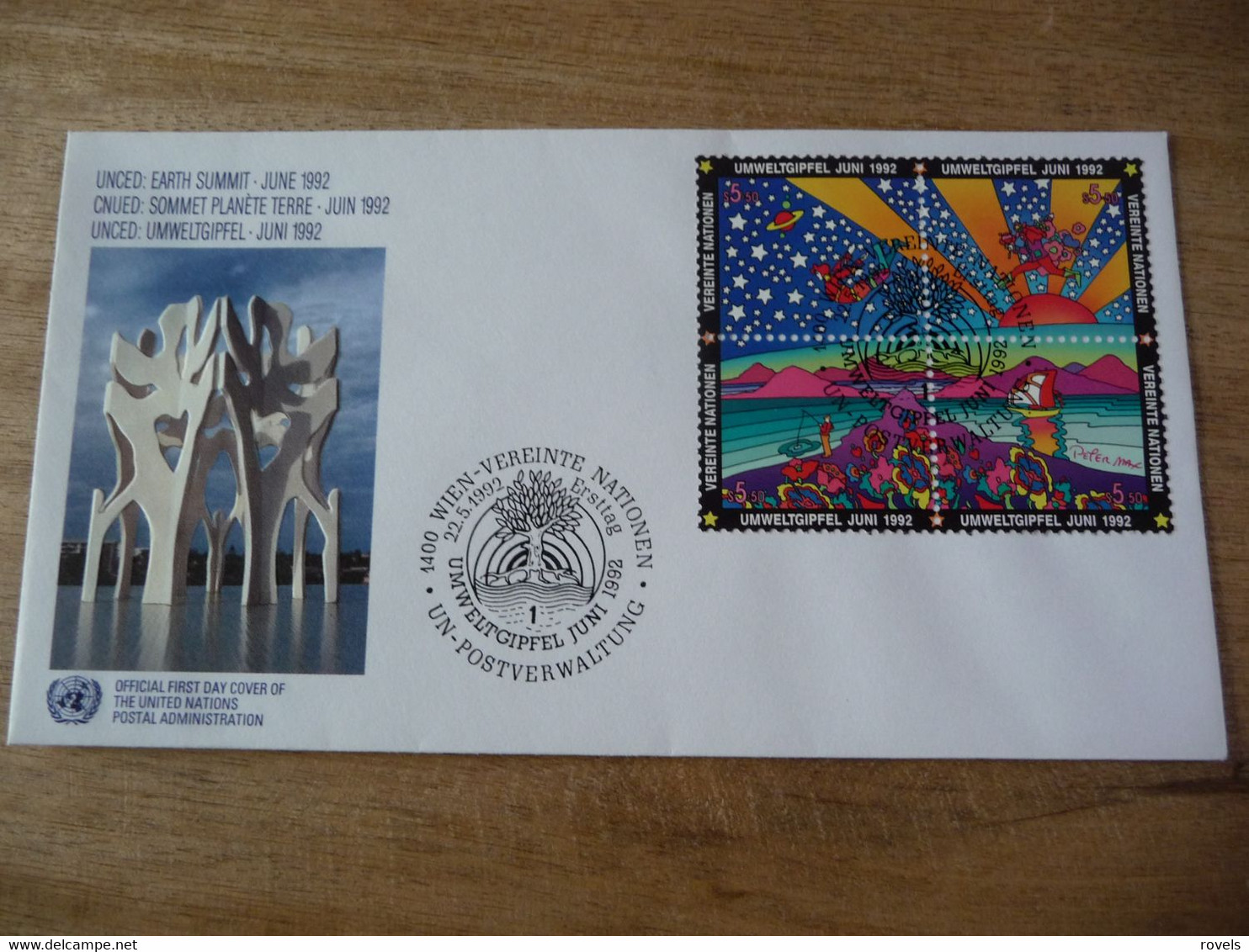 (7) UNITED NATIONS -ONU - NAZIONI UNITE - NATIONS UNIES *  FDC 1992 * Earth Summit - Covers & Documents