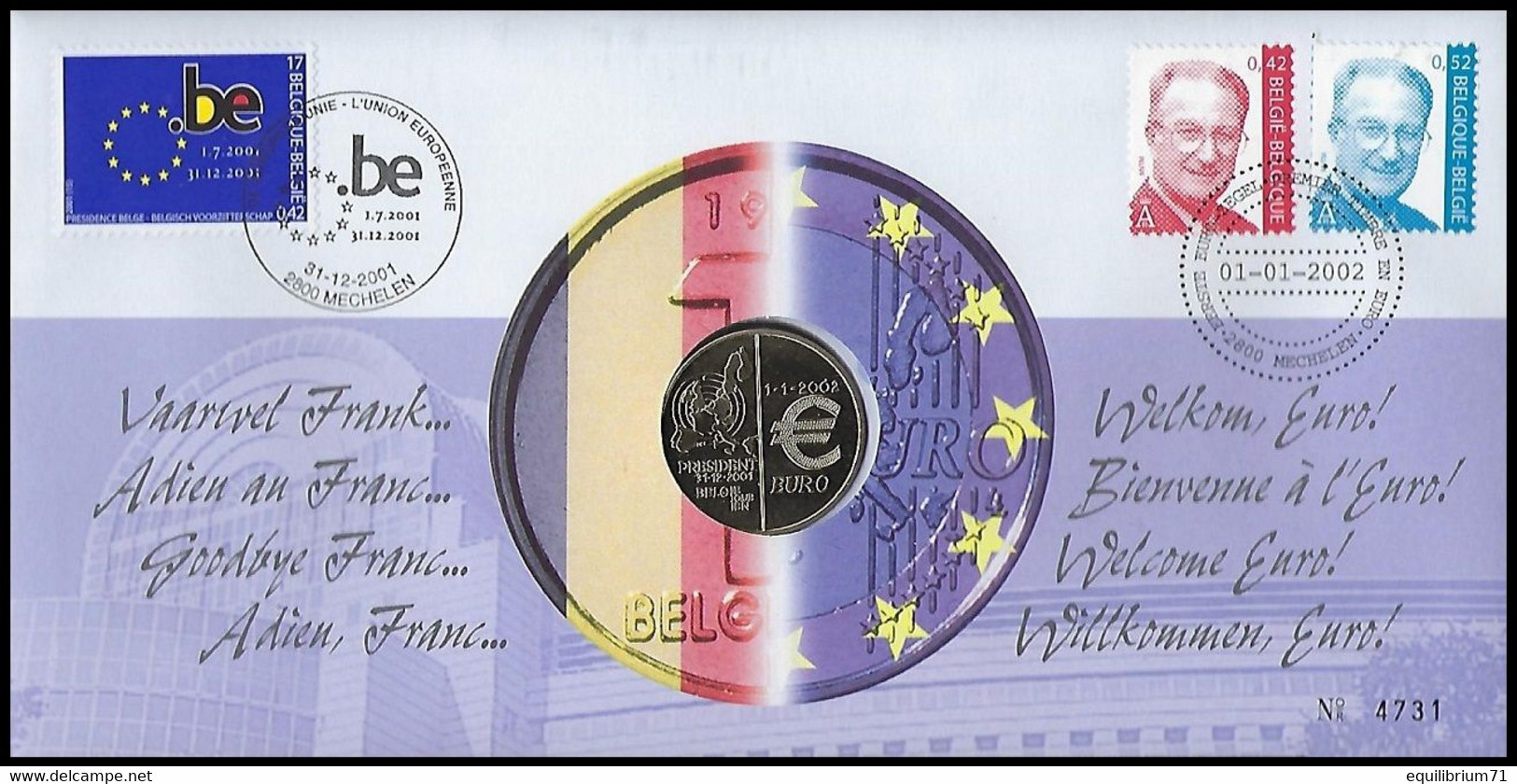 NUMISLETTER 3050/51° - Adieu Au Franc, Bienvenue à L'Euro / Afscheid Van De Frank, Welkom Bij De Euro - MVTM - Numisletter