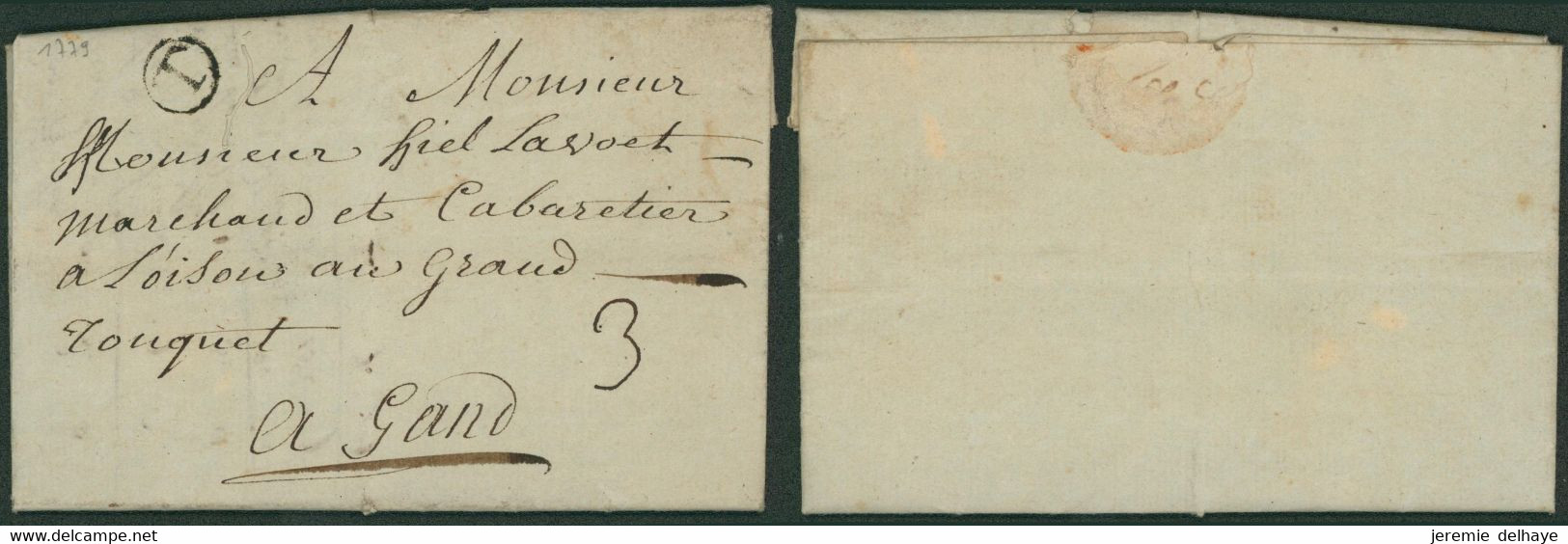 Précurseur - LAC Datée De Tournay (1779) + Cercle Noir "T", Port 3 Sous > Marchand & Cabaretier à Gand - 1714-1794 (Oostenrijkse Nederlanden)
