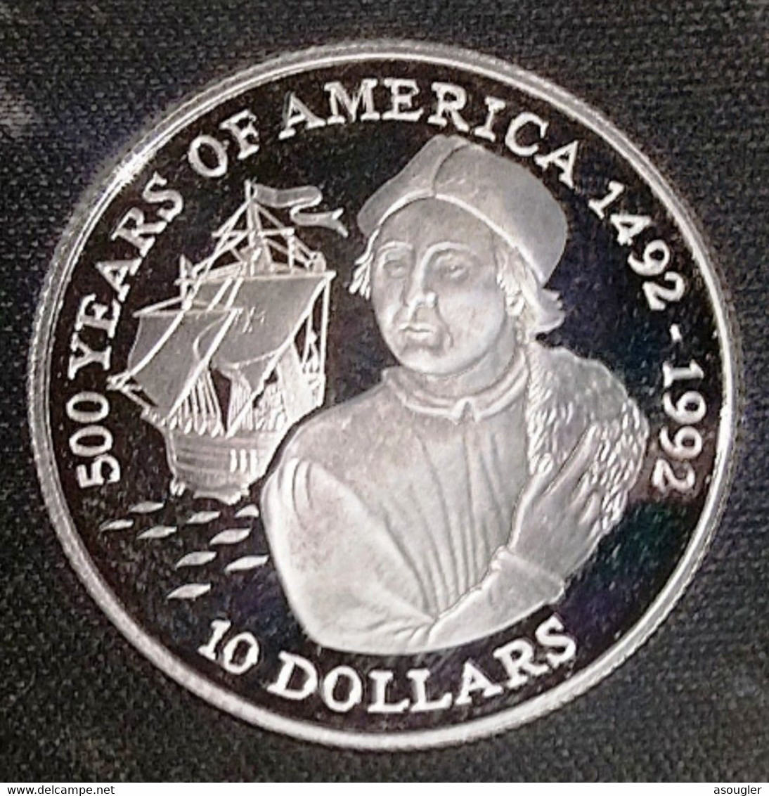 Cook Islands 10 DOLLARS 1990 SILVER PROOF  500 Years Of America  "free Shipping Via Registered Air Mail" - Cookeilanden