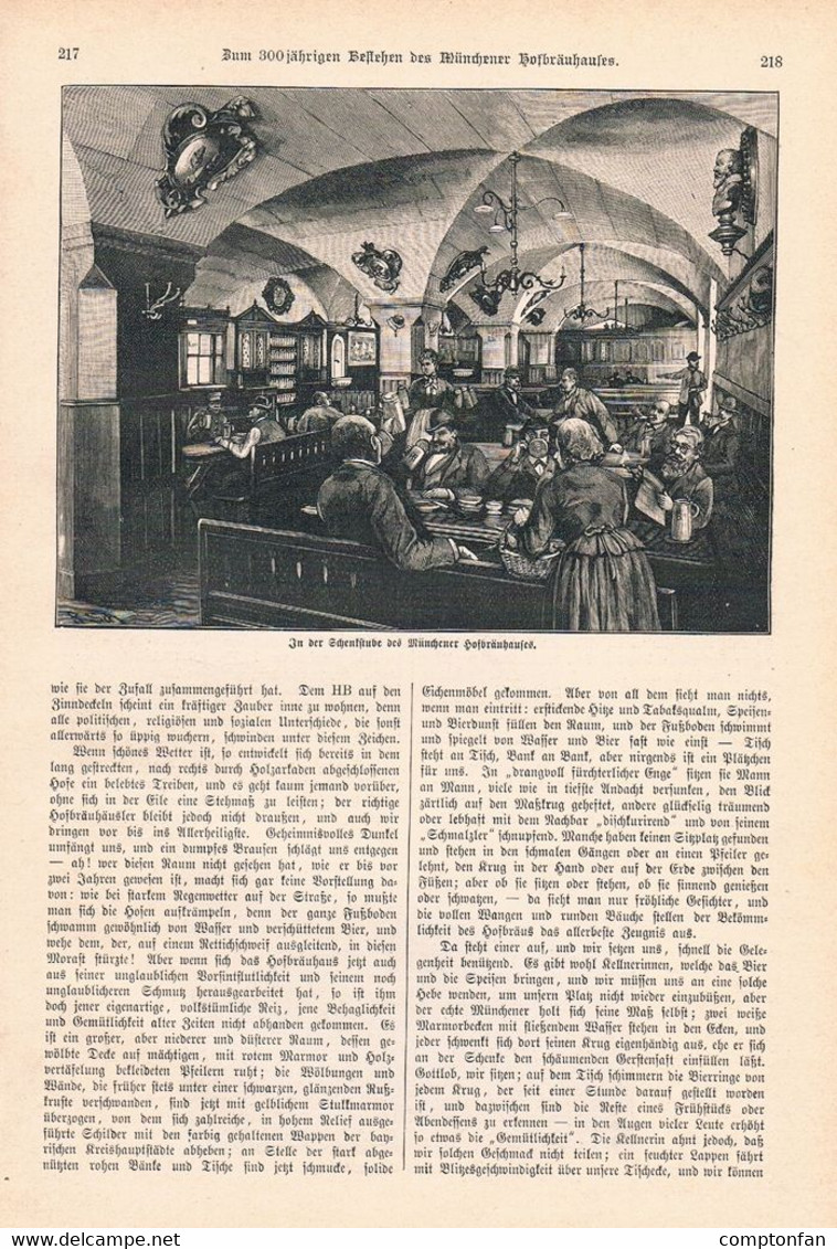 A102 1299 München Hofbräuhaus 300 Jahre Artikel / Bilder 1890 !! - Otros & Sin Clasificación