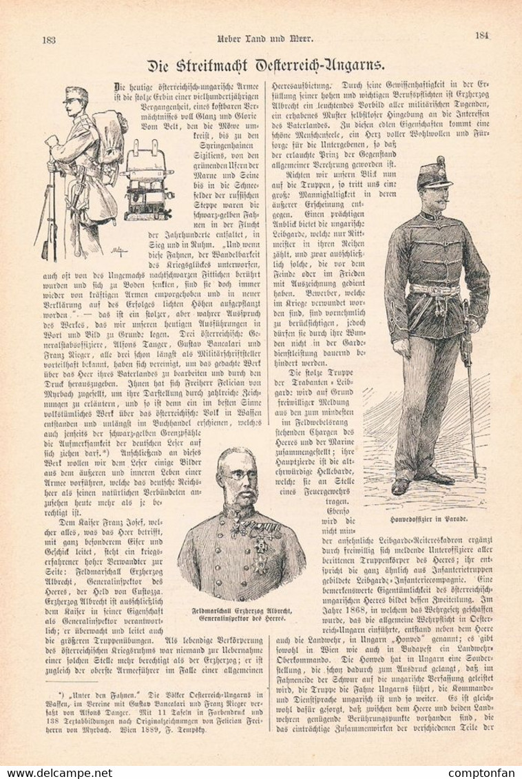 A102 1301 Soldaten Österreich Ungarn Monarchie K. U. K. Armee Artikel / Bilder 1890 !! - Militär & Polizei