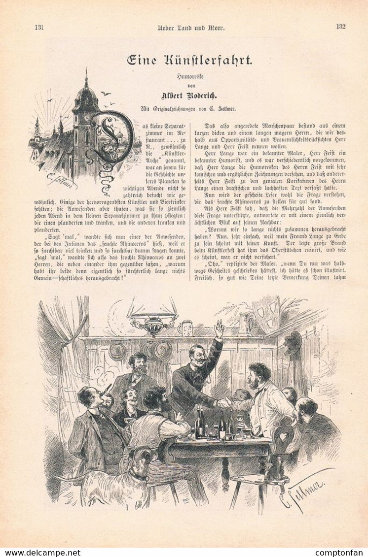 A102 1302 Carl Sellmer Albert Roderich Künstler Künstlerfahrt Artikel / Bilder 1890 !! - Other & Unclassified