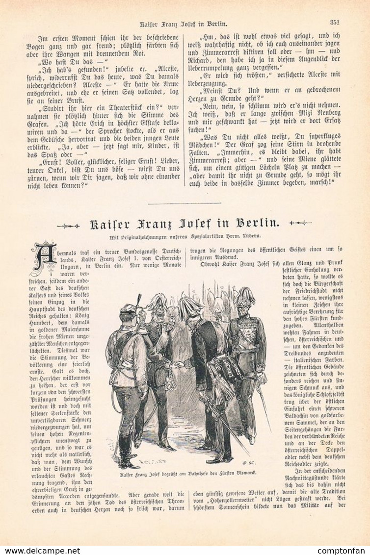 A102 1309 Berlin Besuch Kaiser Franz Joseph I. Artikel / Bilder 1890 !! - Politik & Zeitgeschichte