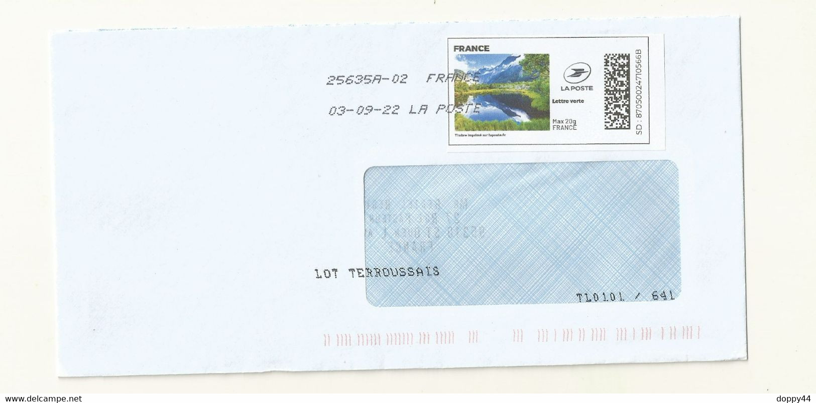 MON TIMBRE EN LIGNE LETTRE VERTE SUR ENVELOPPE ENTIERE. - Timbres à Imprimer (Montimbrenligne)