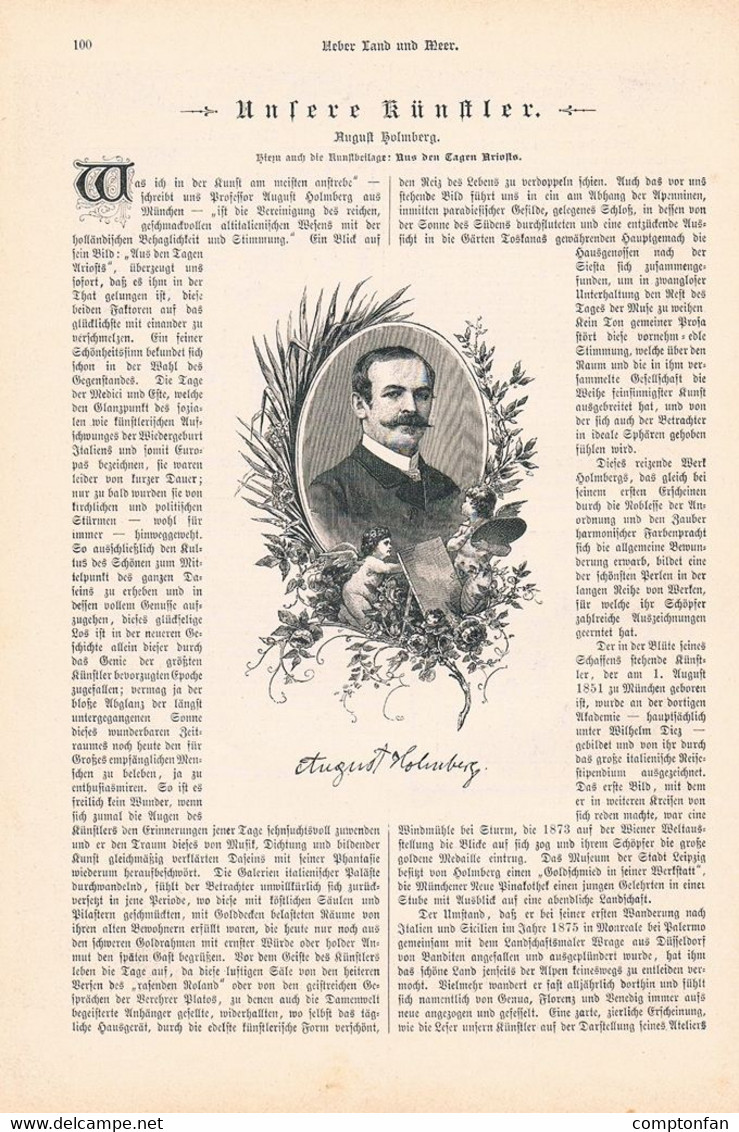 A102 1315 August Holmberg Bildhauer Und Maler Artikel / Bilder 1889 !! - Malerei & Skulptur