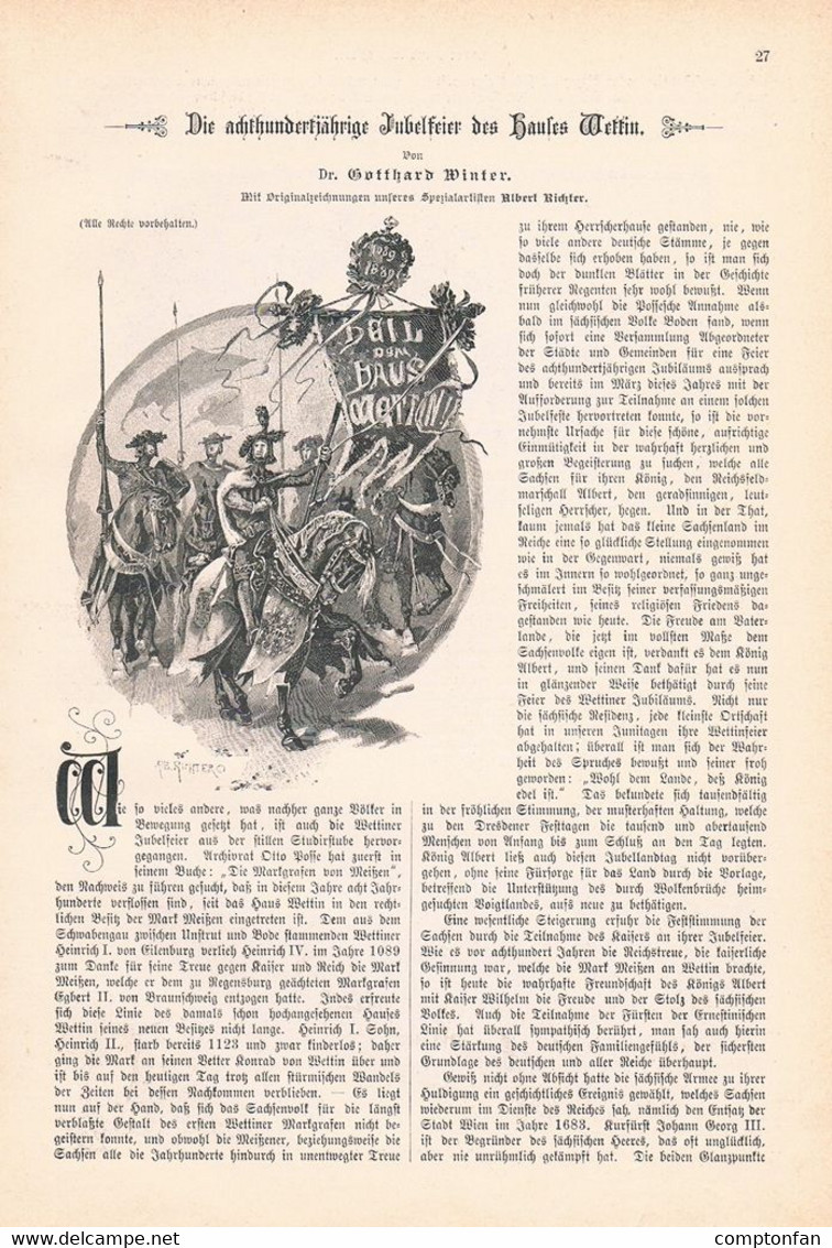 A102 1318 Albert Richter Achthundert Jahre Haus Wettin Artikel / Bilder 1889 !! - Politik & Zeitgeschichte