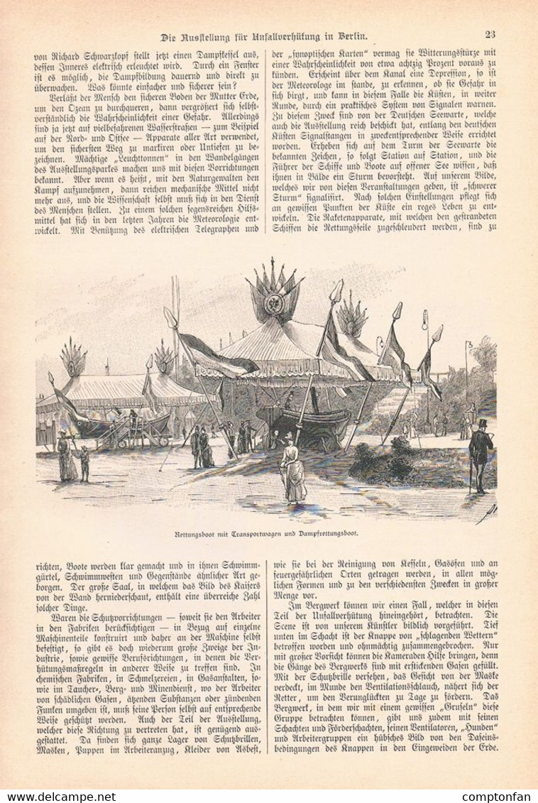 A102 1319 Paul Heydel Berlin Ausstellung Der Unfallverhütung Artikel / Bilder 1889 !! - Autres & Non Classés