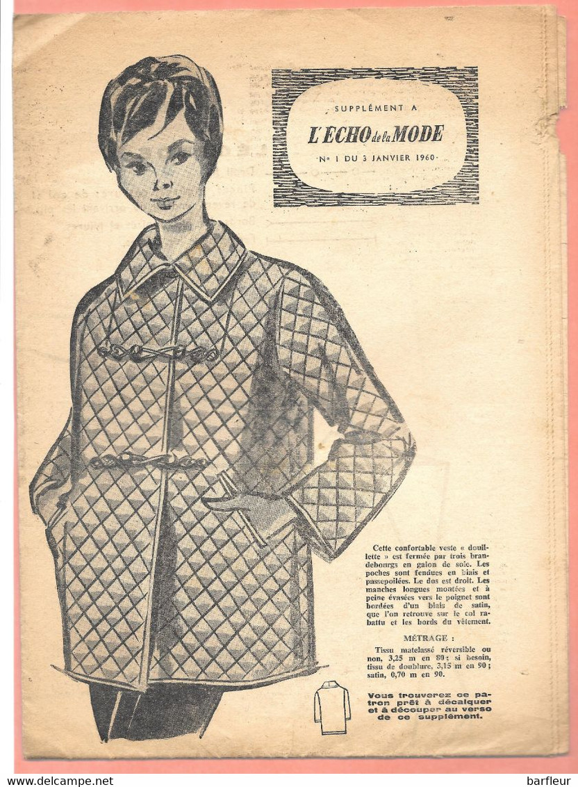 Supplément à L' Echo De La Mode N° 1 Du 03 Janvier 1960 - Patterns