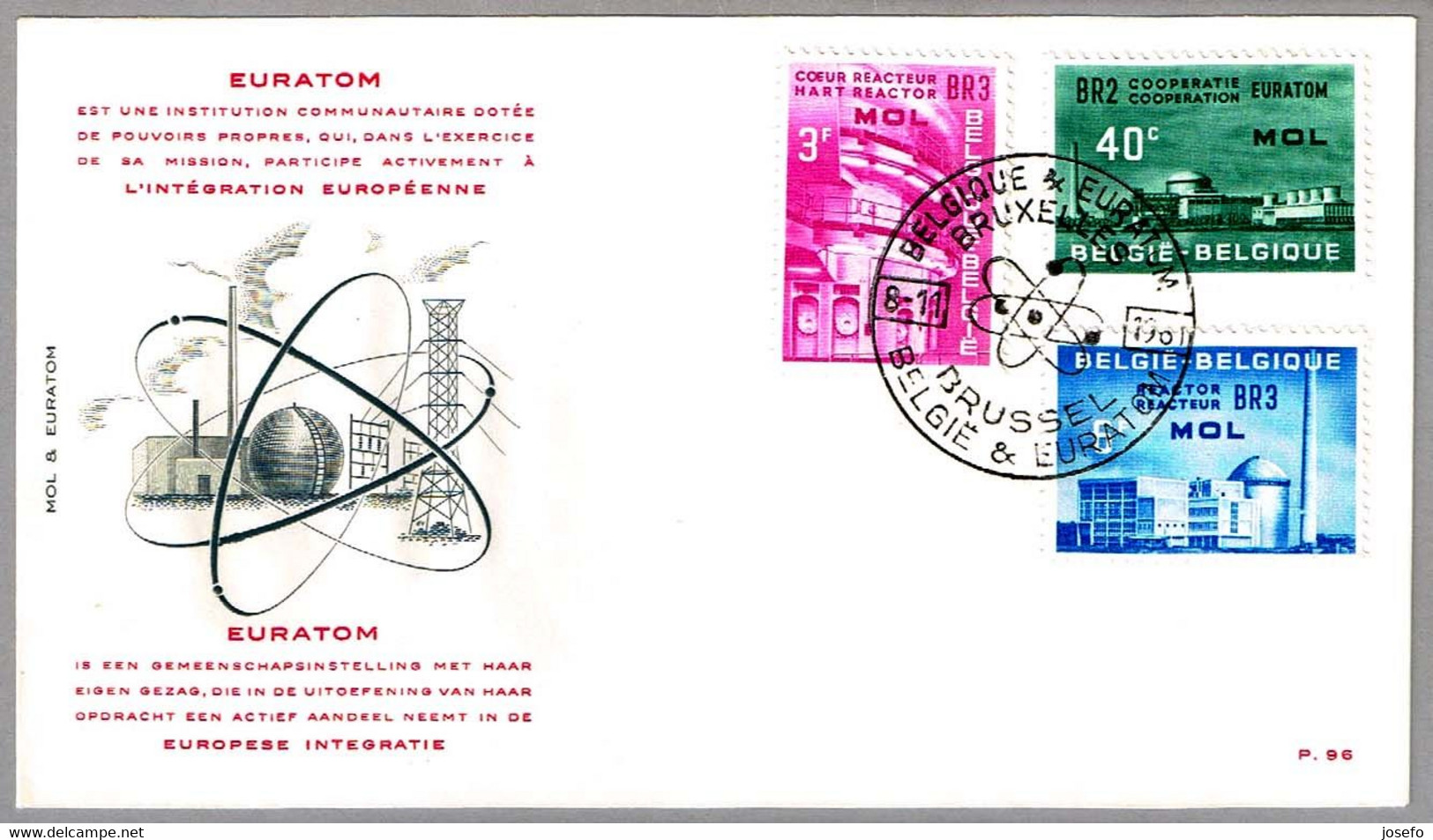 EURATOM (Comunidad Europea De Energia Atomica). FDC Bruxelles 1961 - Atome