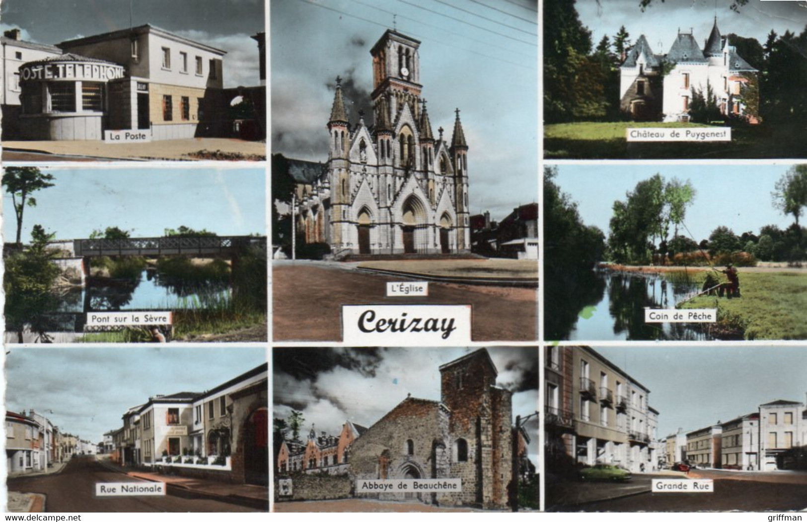 CERIZAY MULTIE VUES 1958 LA POSTE RUE NATIONALE GRANDE RUE EGLISE ... CPSM 9X14 TBE - Cerizay