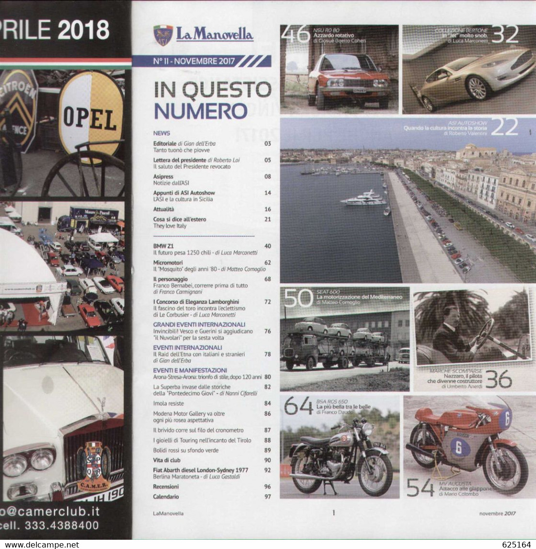 Magazine LA MANOVELLA  2017 No 11 Novembre ASI Auto Moto Storiche - Motori