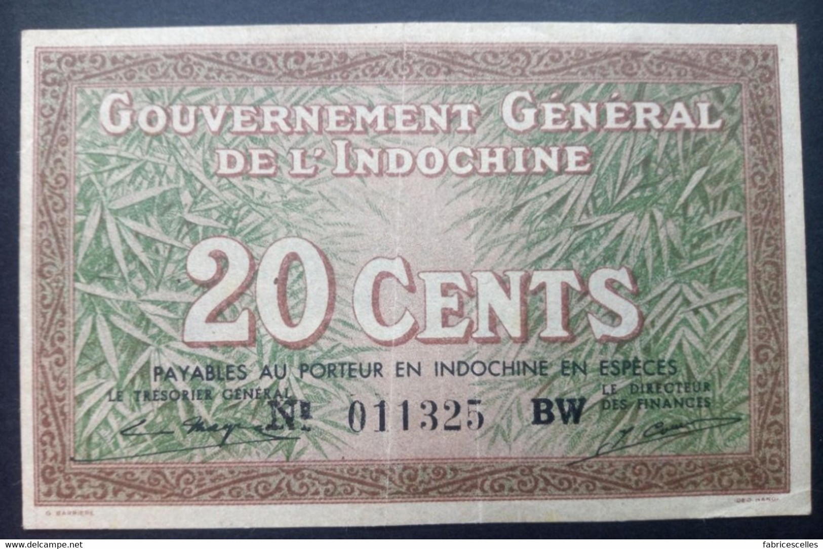 Indochine, Billet De 20 Cents - Indochine