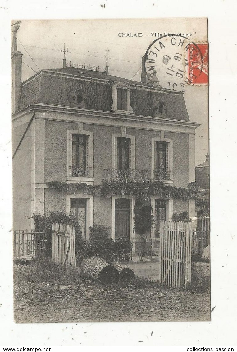 Cp, 16 , CHALAIS,  Villa Gracieuse , Voyagée 1909 - Other & Unclassified