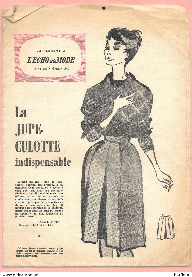 Supplément à L' Echo De La Mode N° 6 Du 7 Février 1960 - Patronen