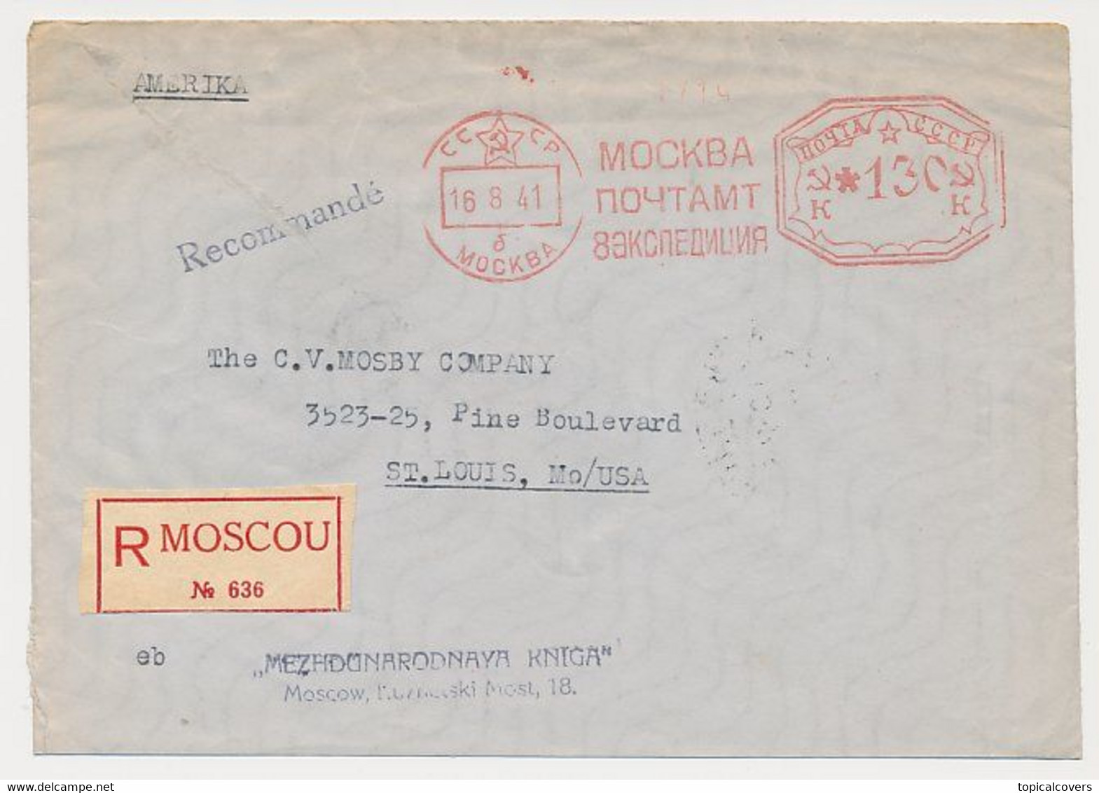 Registered Meter Cover Soviet Union 1941 - Lettres & Documents