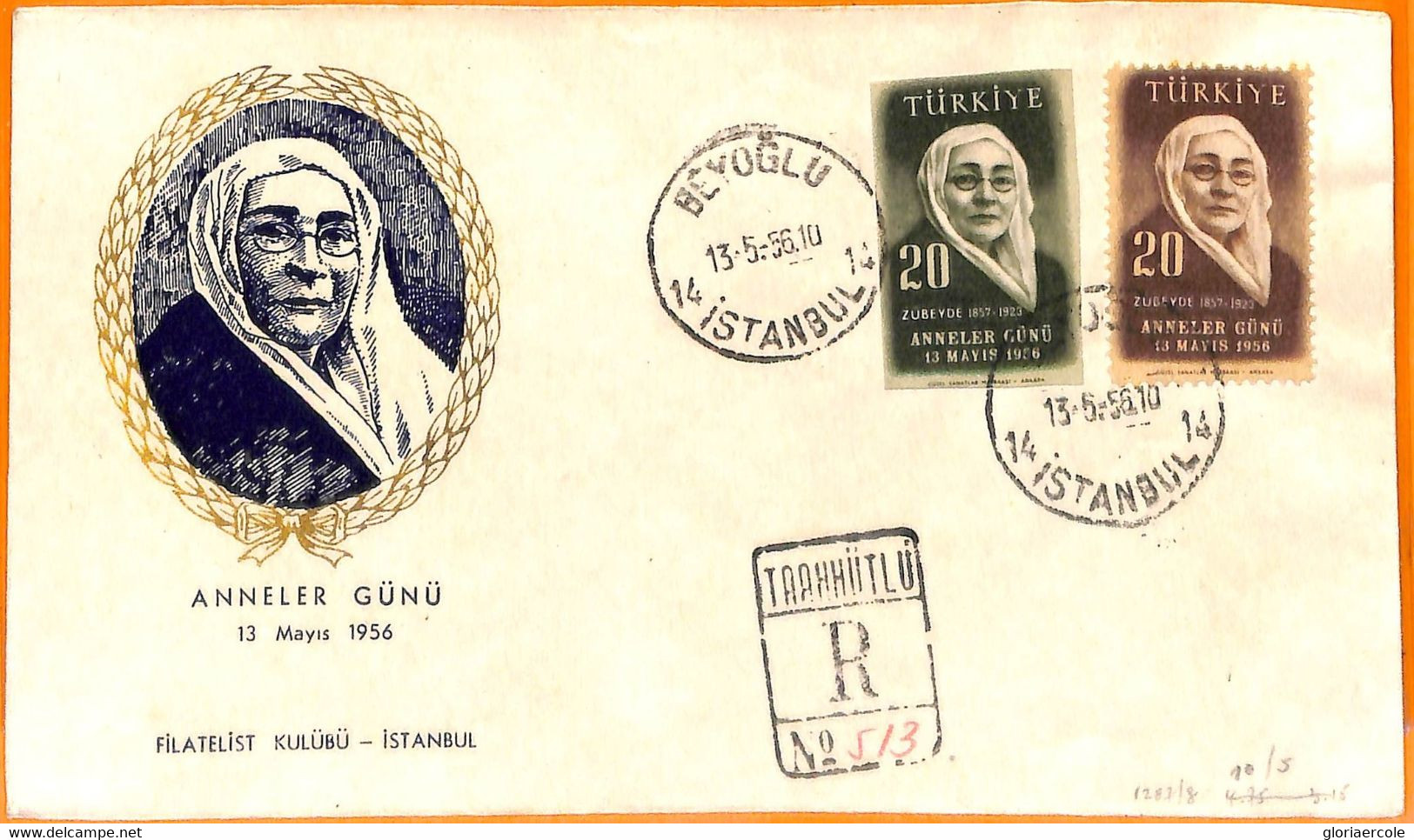 99920  - TURKEY  - POSTAL HISTORY - FDC COVER  1956  Anneler Gunu REGISTERED - Storia Postale