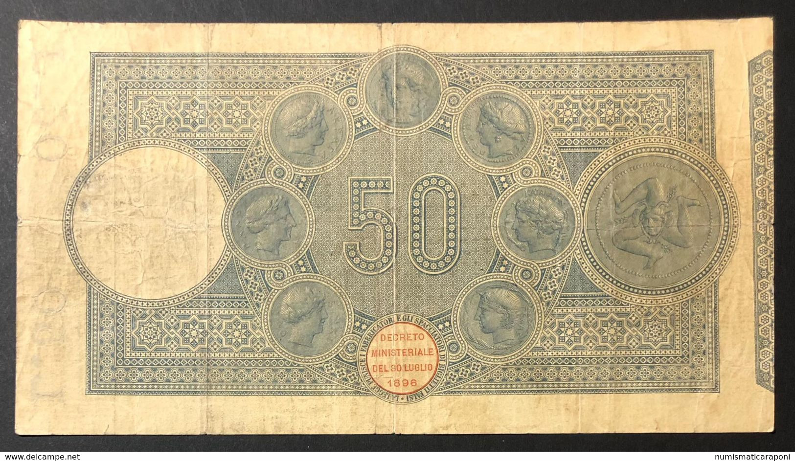 Banco Di Sicilia 50 Lire 22 06 1915 Q.bb Naturale Ottima Carta Lotto.4089 - Sonstige & Ohne Zuordnung