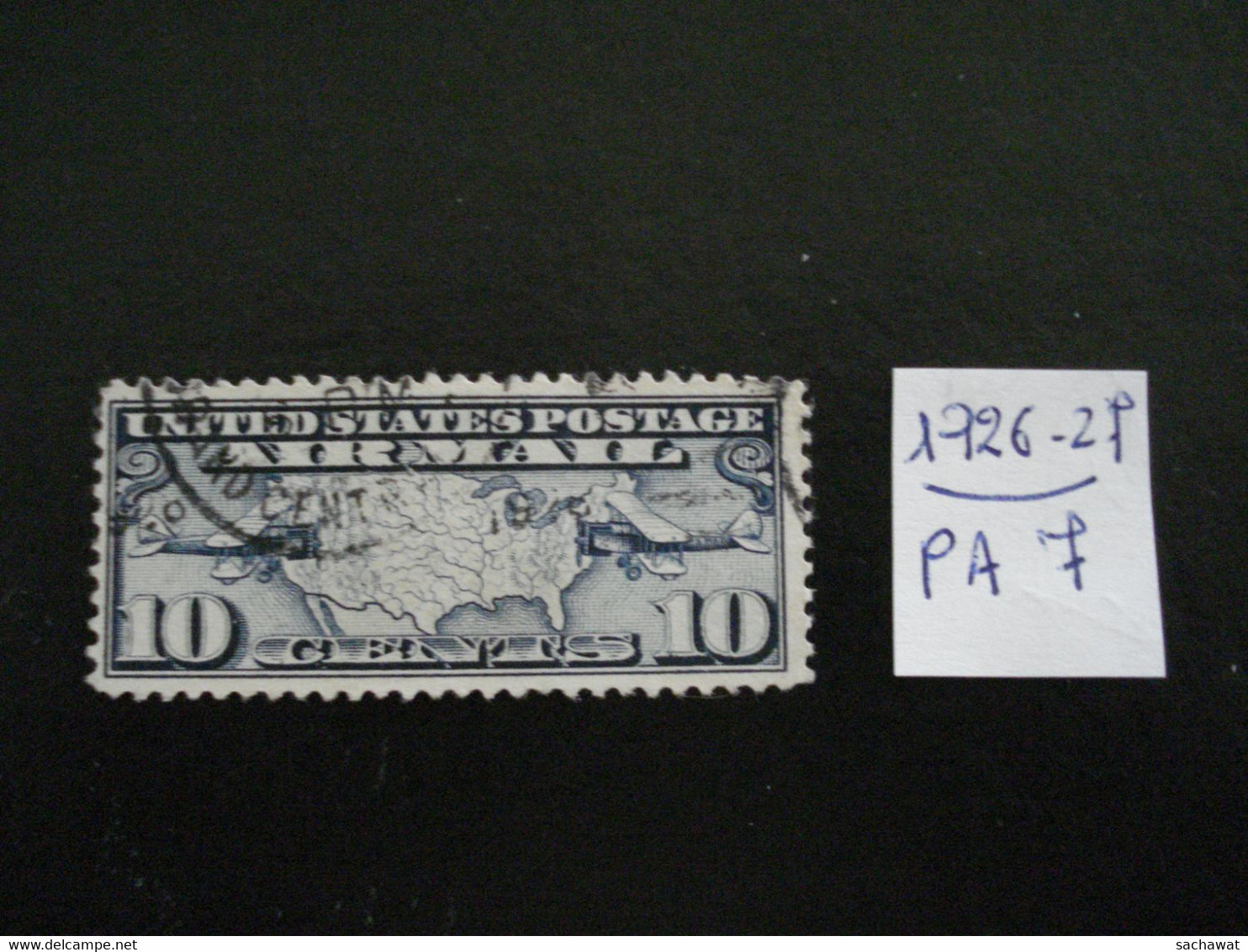 USA Poste Aérienne 1926-27 - Lignes Postales Contractuelles 10c Bleu - Y.T.  PA 7  - Oblitéré - Used - 1a. 1918-1940 Oblitérés