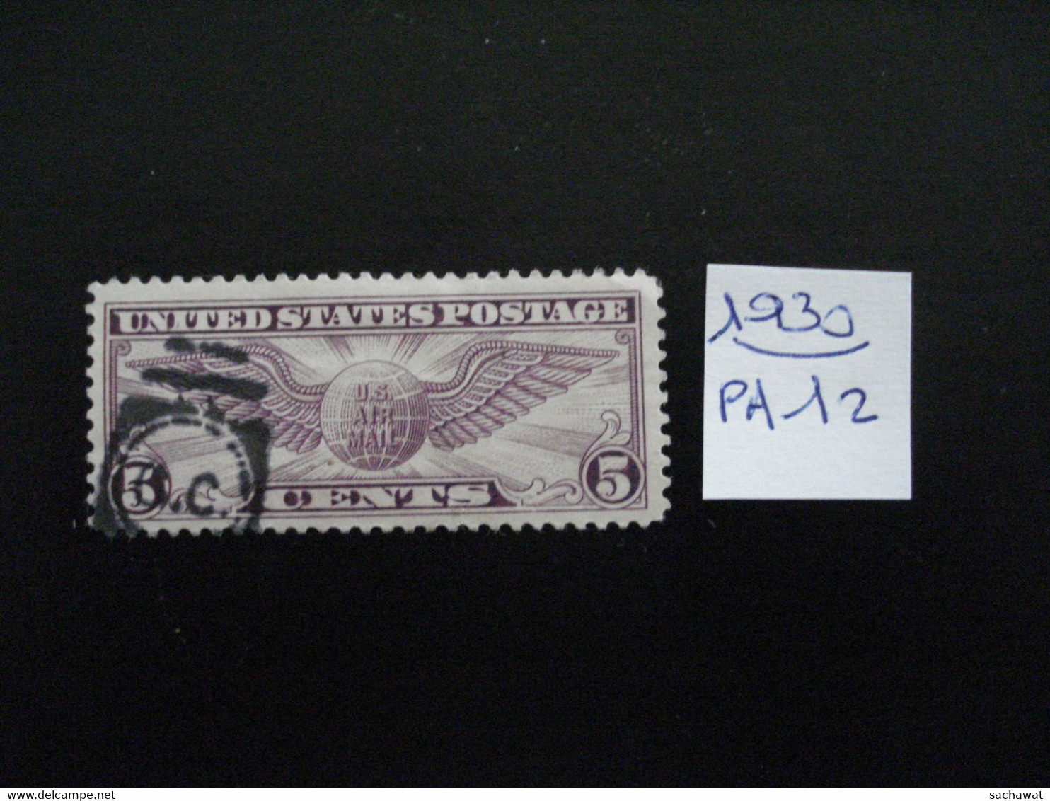 USA Poste Aérienne 1930 - Insigne De Pilote 5c Violet - Y.T.  PA 12  - Oblitéré - Used - 1a. 1918-1940 Afgestempeld