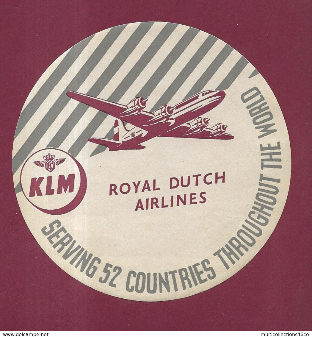 060922 - AVIATION ETIQUETTE A BAGAGE ROYAL DUTCH AIRLINES KLM - Serving 52 Countries Throughout The World Avion - Baggage Labels & Tags