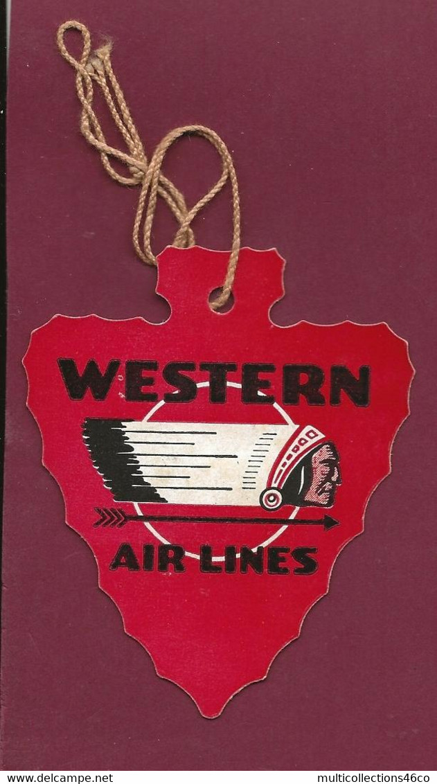 060922 - AVIATION ETIQUETTE A BAGAGE - WESTERN AIR LINES Parcel Or Apparel TAG - Indien Flèche - Etichette Da Viaggio E Targhette