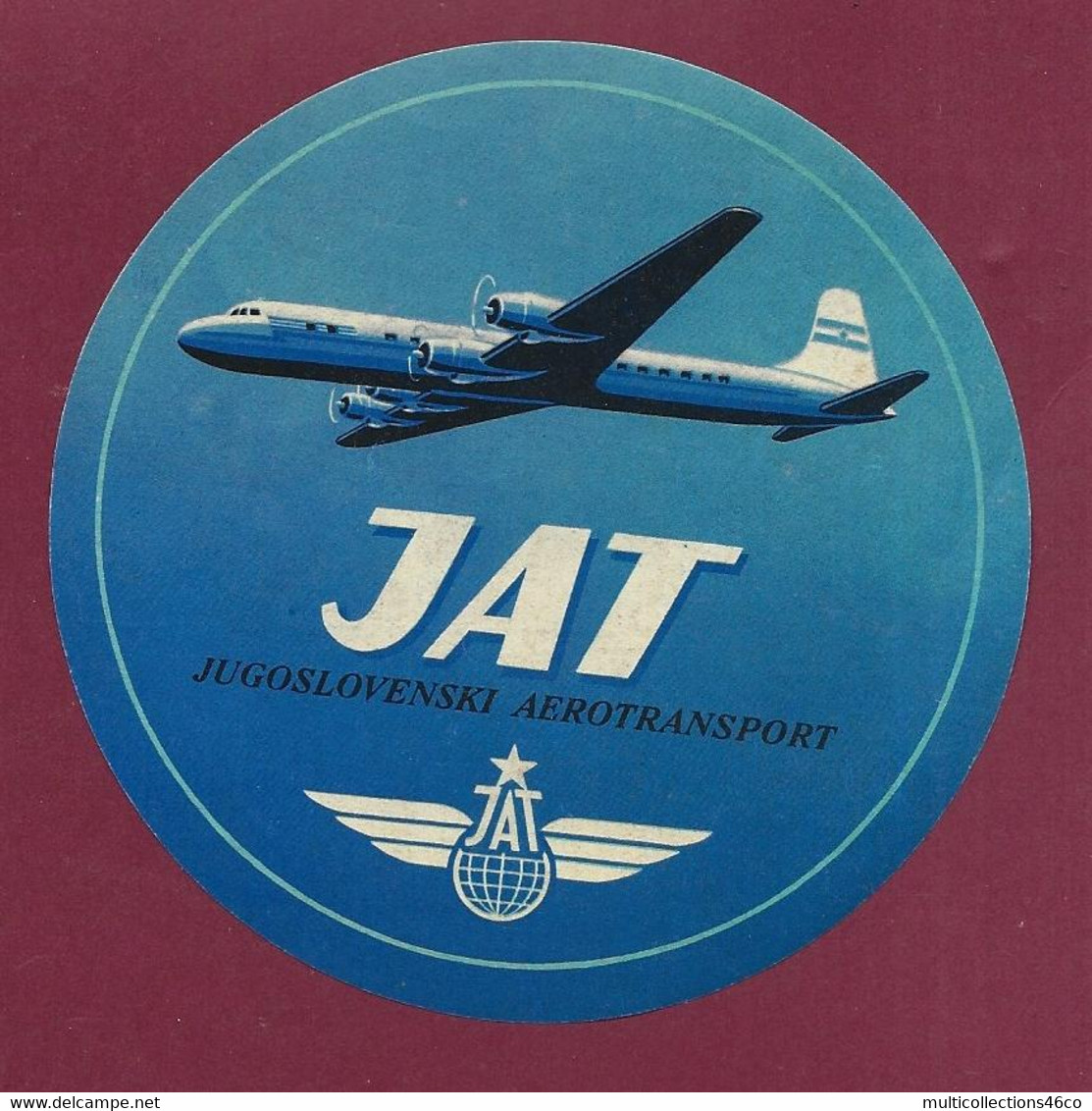 060922 - AVIATION ETIQUETTE A BAGAGE - JAT JUGOSLOVENSKI AEROTRANSPORT - Yougoslavie - Étiquettes à Bagages