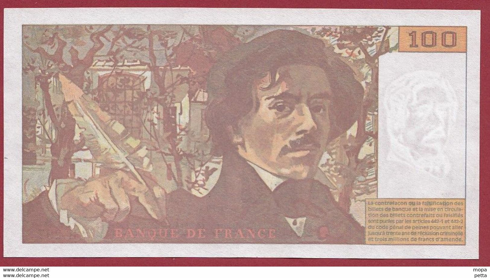 100 Francs "Delacroix" ---1995---ALPH .H.297--- AVANT DERNIER ALPHABET -- TRES RARE ---SUP -1 TROU D EPINGLE - 100 F 1978-1995 ''Delacroix''