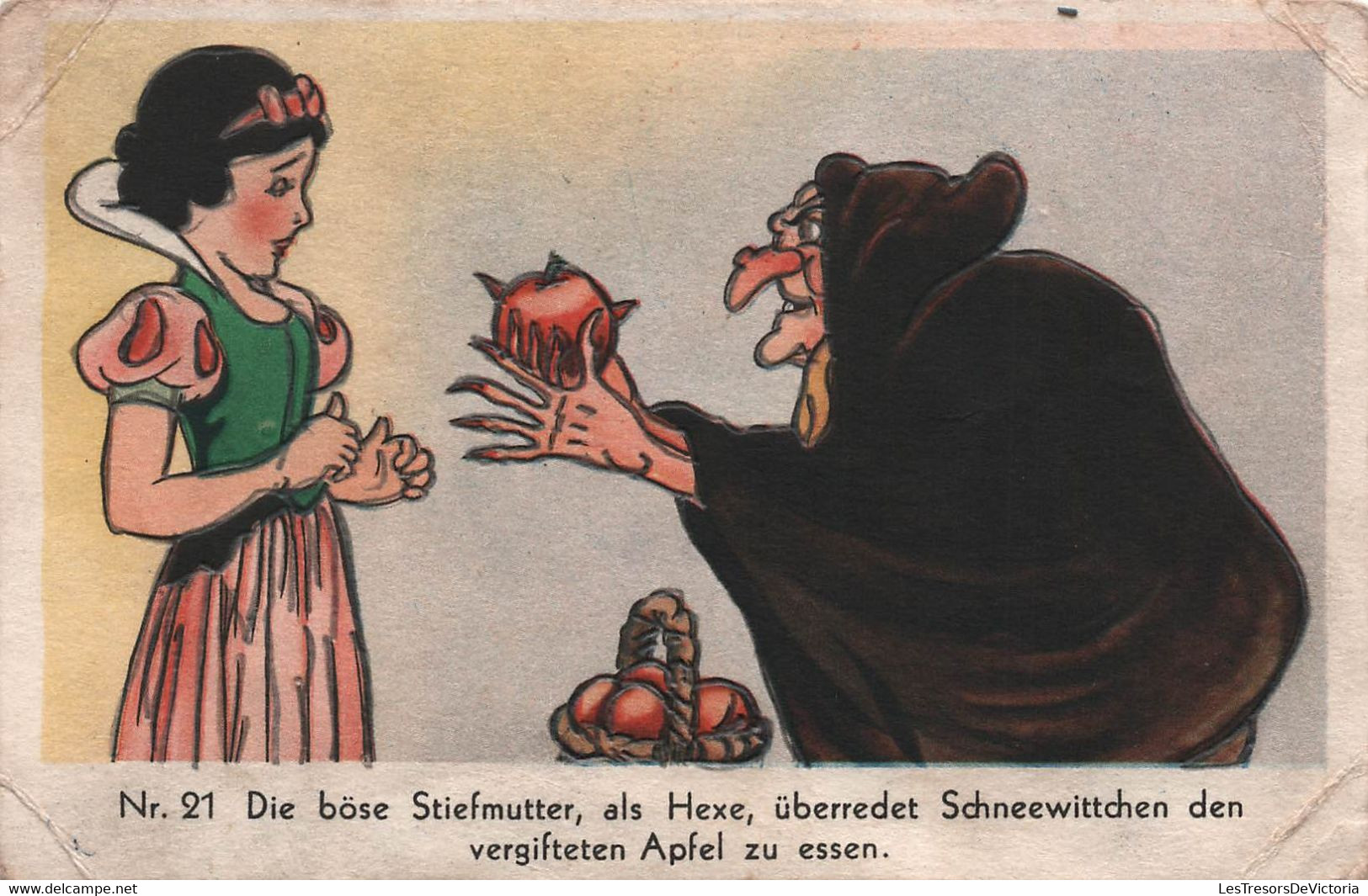 CPA Blanche Neige Et La Sorcière - Disney - Carte Allemande Publicitaire Erdal Waxa Kwak - Volklingen - Sonstige & Ohne Zuordnung