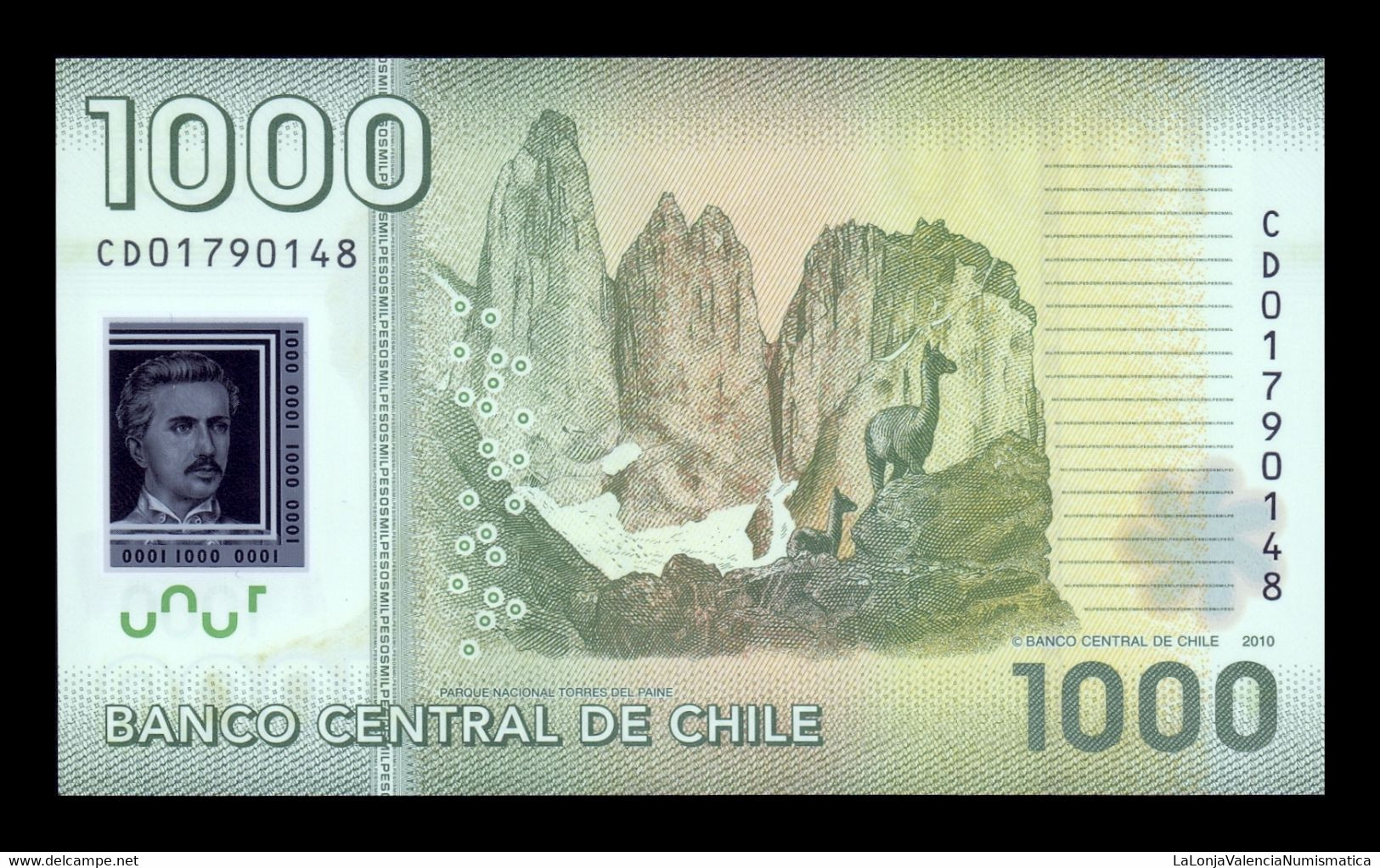 Chile 1000 Pesos 2010 Pick 161a First Date Polymer SC UNC - Chile