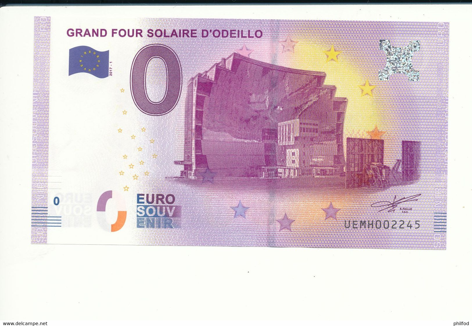 Billet Souvenir - 0 Euro - UEMH - 2017-1 - GRAND FOUR SOLAIRE D'ODEILLO -  N° 2245 - Vrac - Billets