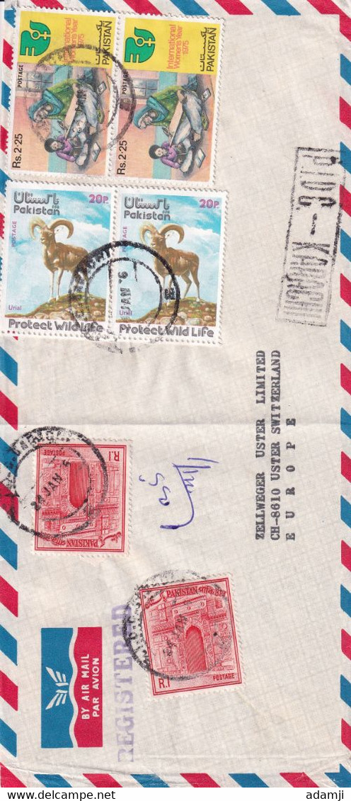 PAKISTAN 1976 REDG. COVER TO SWITZERLAND. - Pakistan