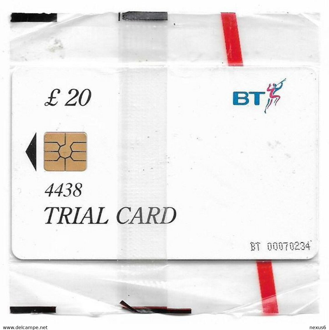 UK - BT - BCF - Rose Trial Card 20£, TRL016b (No Date, Written 4438, Big Gemplus), 1.000ex, NSB - BT Dienst Und Test