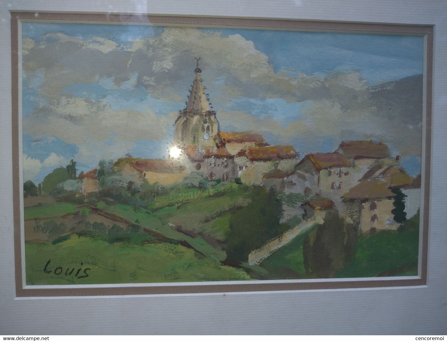 Gouache Ancienne Sur Papier Représentant Un Village Du Pays Basque, Signé Louis ( Louis Paul ) St Paul Les Dax - Landes - Waterverf