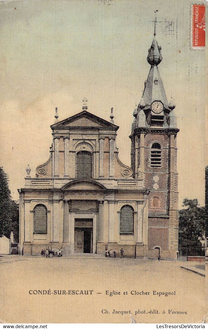 CPA - 59 - CONDE SUR ESCAUT - Eglise Et Clocher Espagnol - Ch Jacquet à Fresnes - Conde Sur Escaut