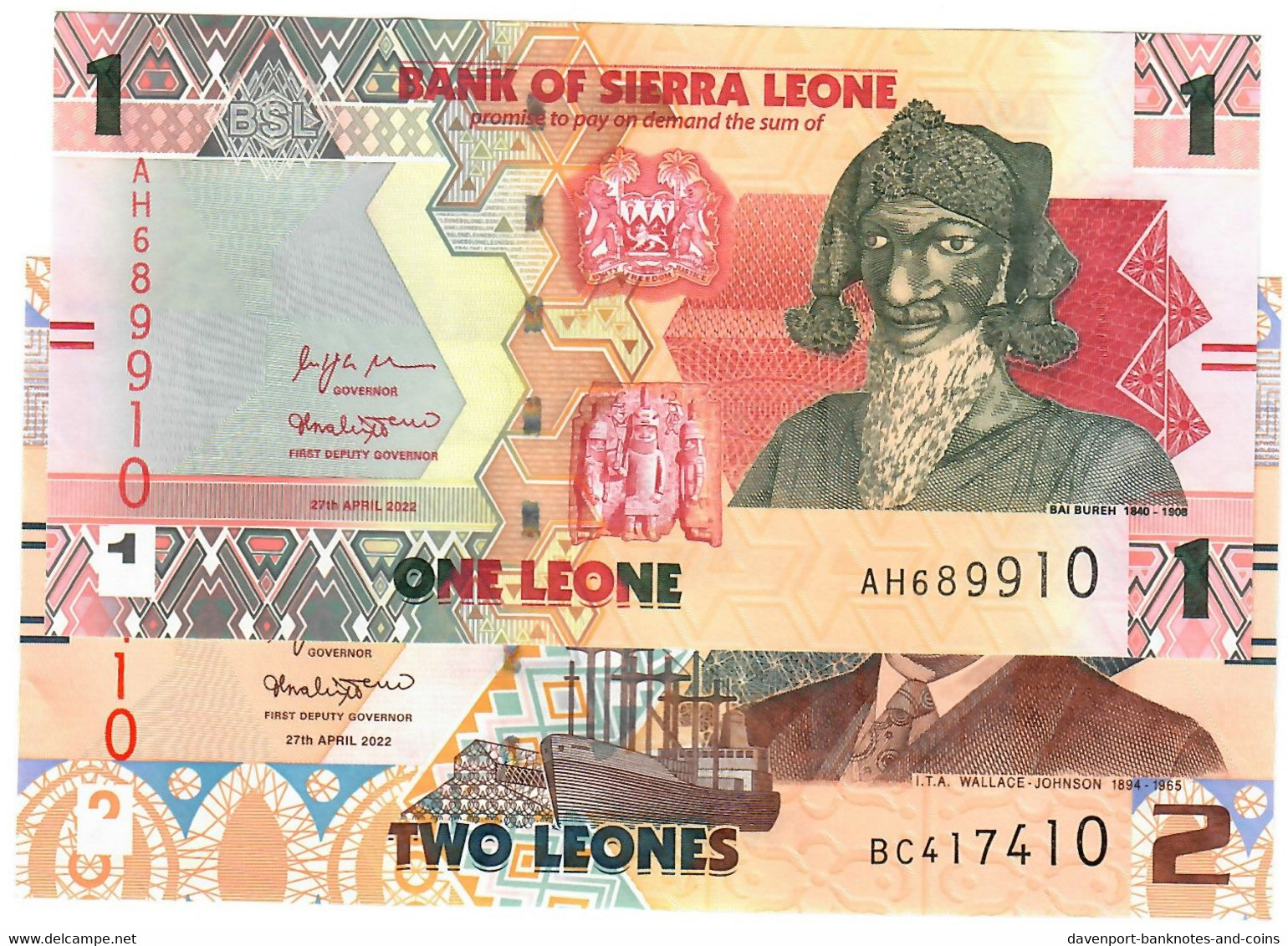 SET Sierra Leone 1 & 2 New Leones 2022 UNC - Sierra Leona