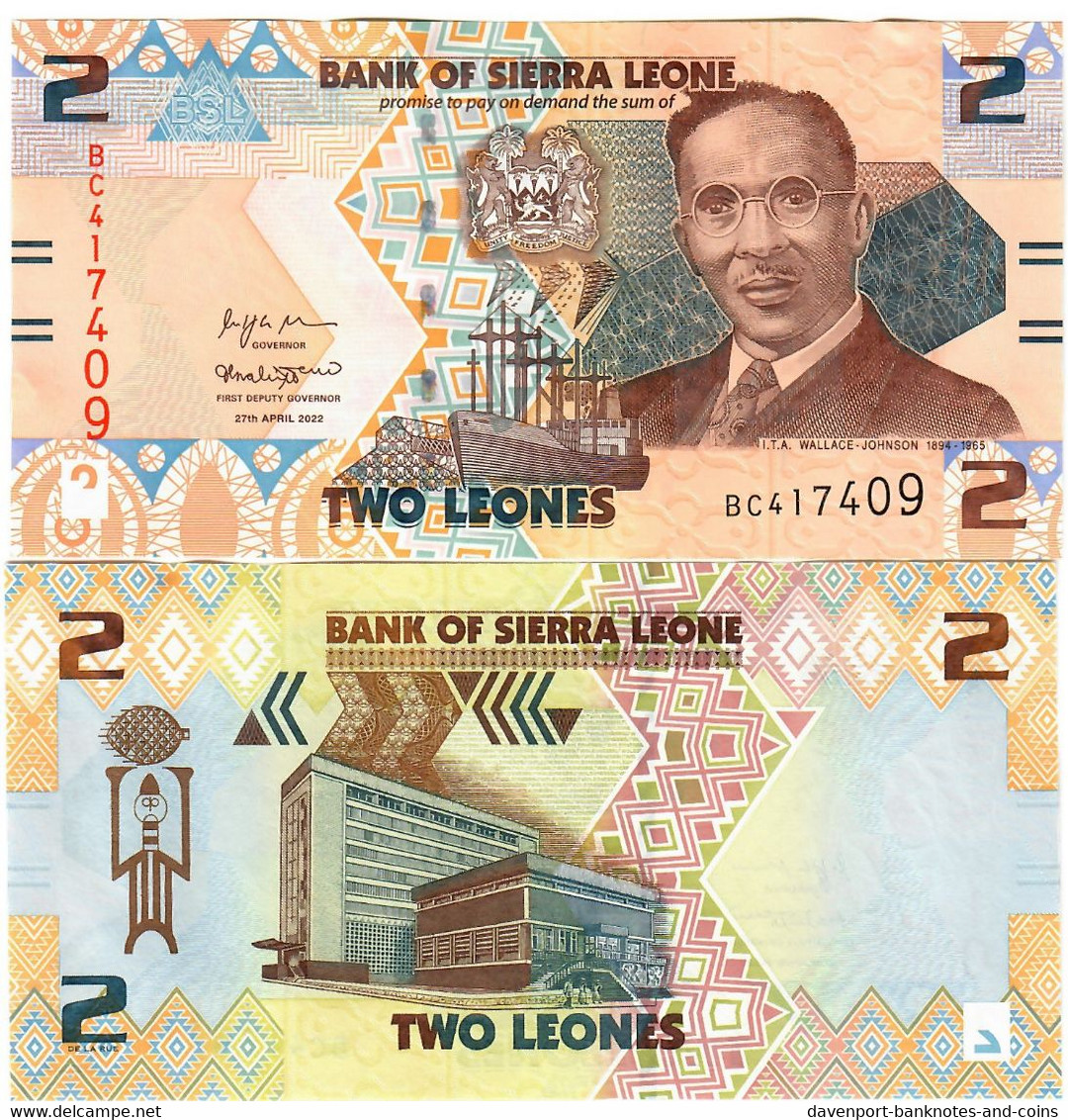 SET Sierra Leone 1 & 2 New Leones 2022 UNC - Sierra Leona