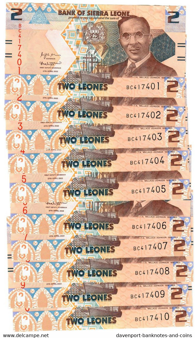 Sierra Leone 10x 2 New Leones 2022 UNC - Sierra Leone