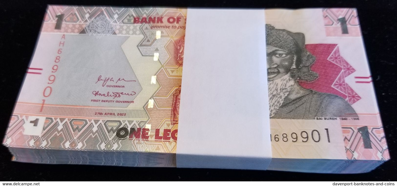 Sierra Leone 100x 1 New Leone 2022 UNC BUNDLE - Sierra Leone