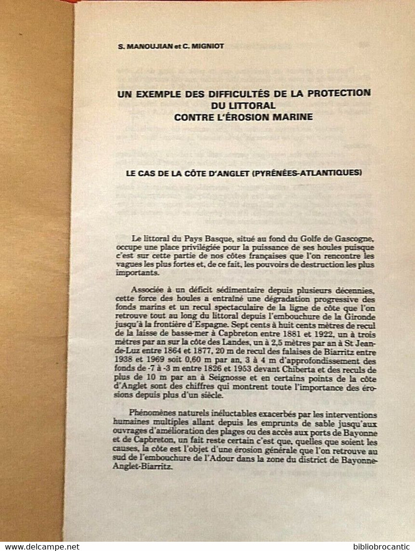 IVe CENTENAIRE DETOURNEMENT DE L'ADOUR < DIFFICULTES PROTECTION COTE D'ANGLET... Par S. MANOUJIAN Et C. MIGNIOT - Pays Basque