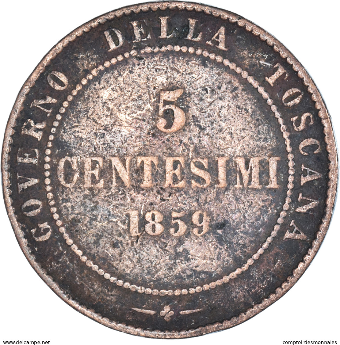Monnaie, États Italiens, EMILIA, Vittorio Emanuele II, 5 Centesimi, 1859 - Toscane